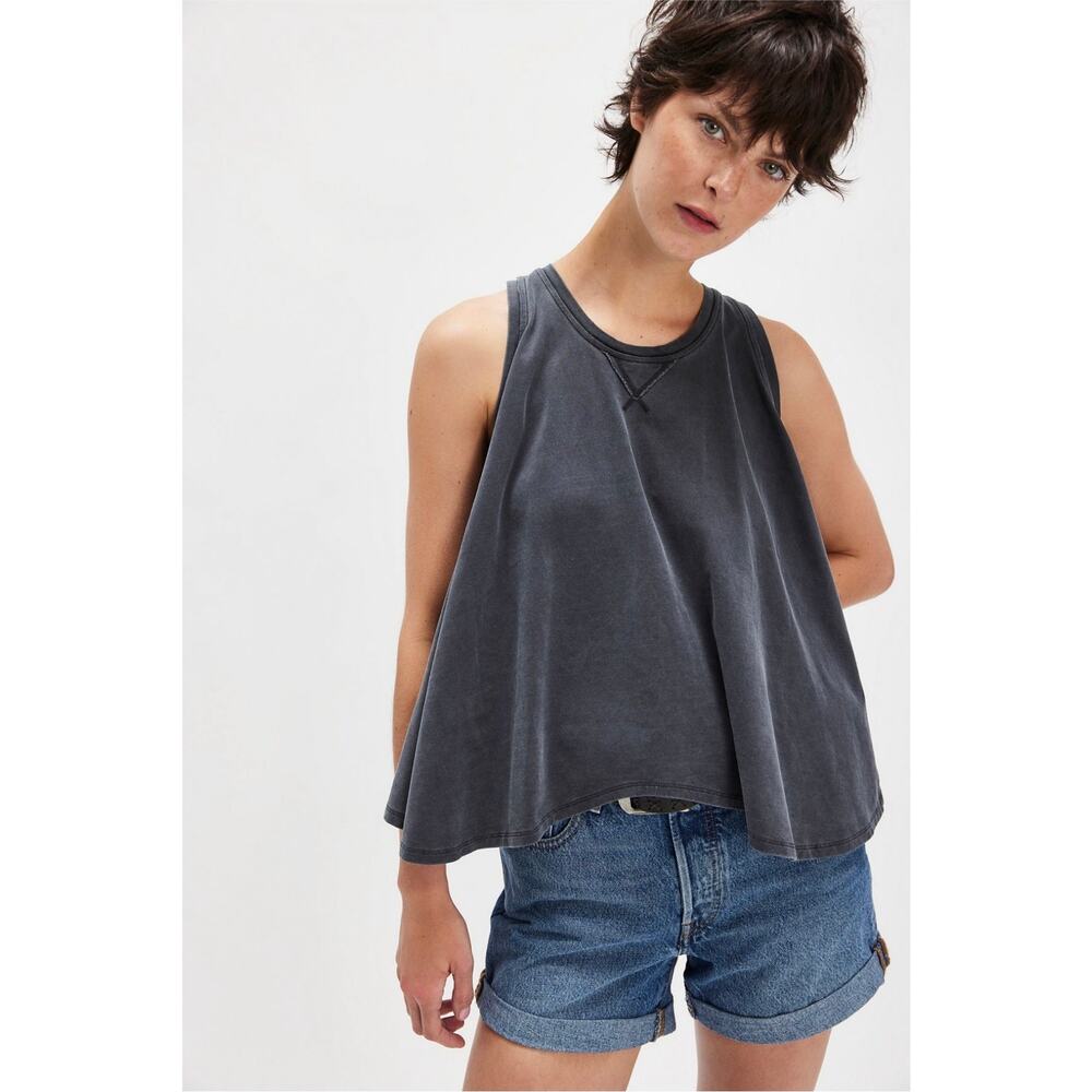 NWT Free People We The Free Hialeah Tank Top Black Distressed Swing Tee XS - Picture 2 of 6